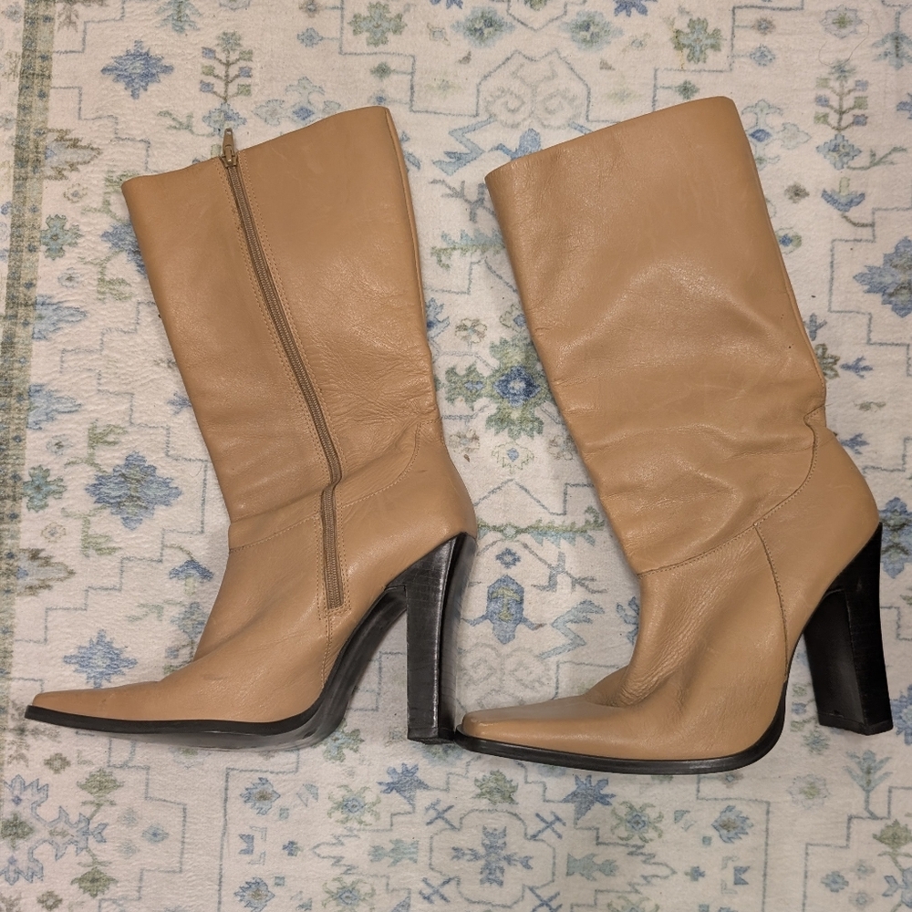 Mademoiselle Limited's Tan Leather Knee-High Boots. Worn NIB Size 9